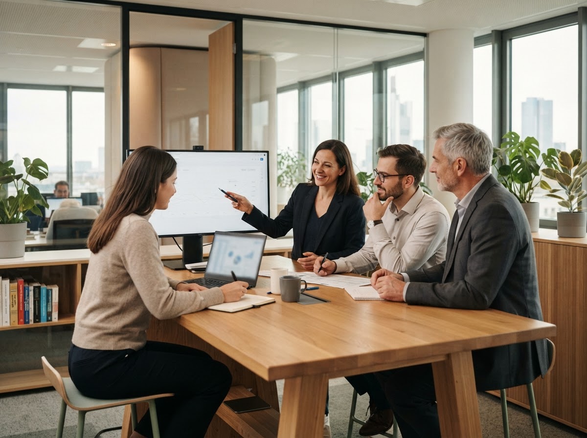 Kronvantis Finance team reviewing AI-generated financial analysis and public performance logs