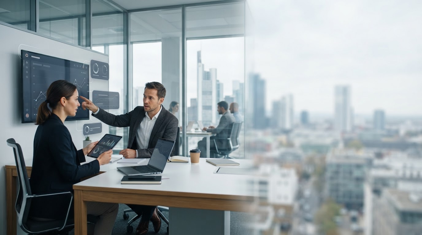 Kronvantis Finance decision intelligence dashboard used by a German small business owner to review AI-driven financial recommendations
